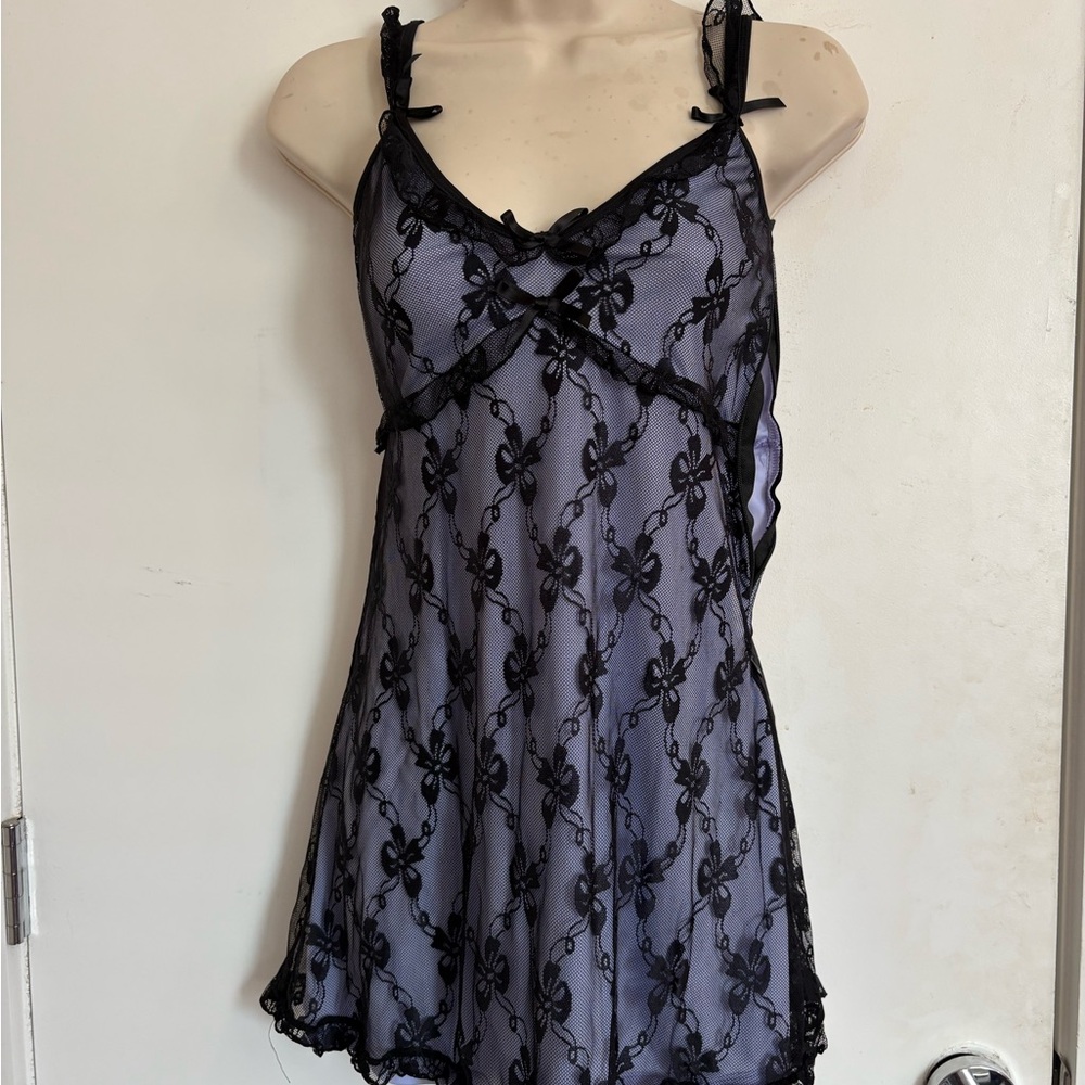 Sugar Thrillz Black and Purple Lace Chemise